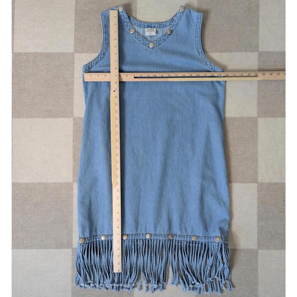 Vintage 90s fringed denim western tank dress - Picture 3 of 8